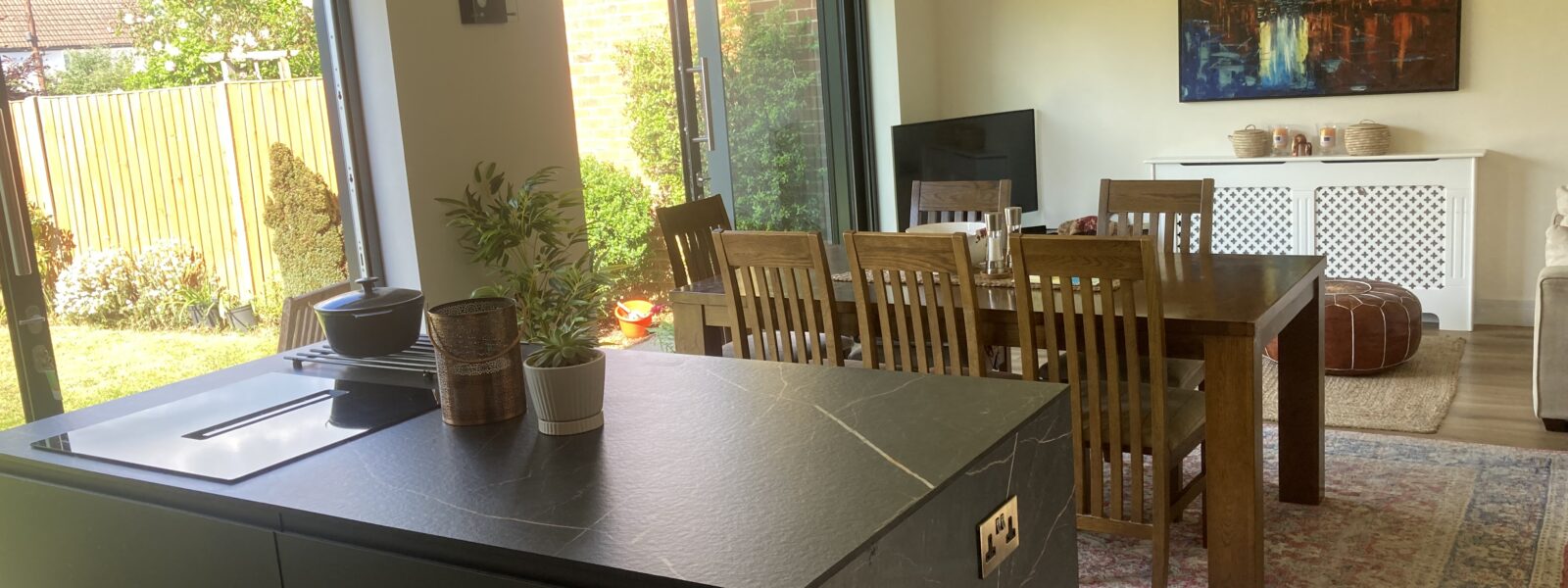 Hampshire Architect internal remodelling to create kitchen, living, diner stepping out onto the garden, backed up by a new utility room.