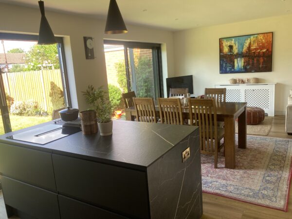 Hampshire Architect internal remodelling to create kitchen, living, diner stepping out onto the garden, backed up by a new utility room.